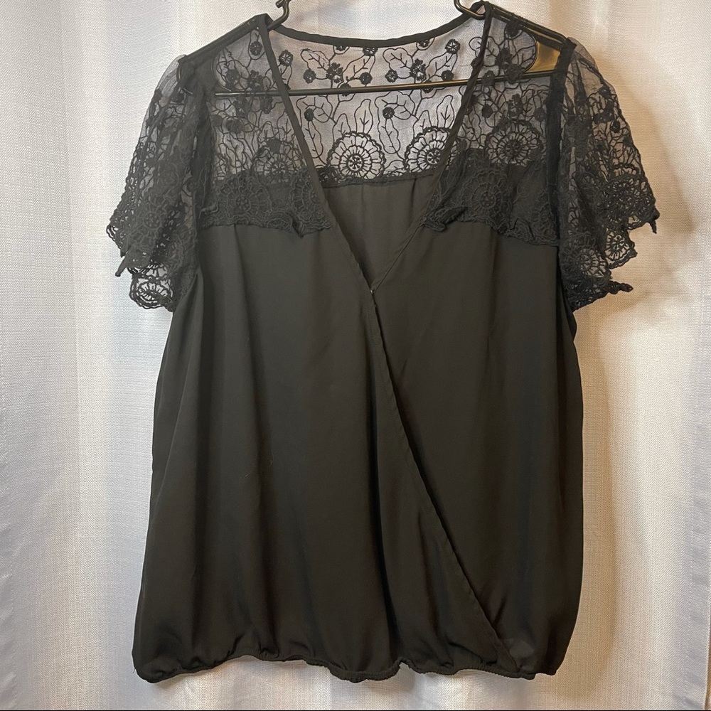 Shein | Black Lace Top 2XL Professional Chic